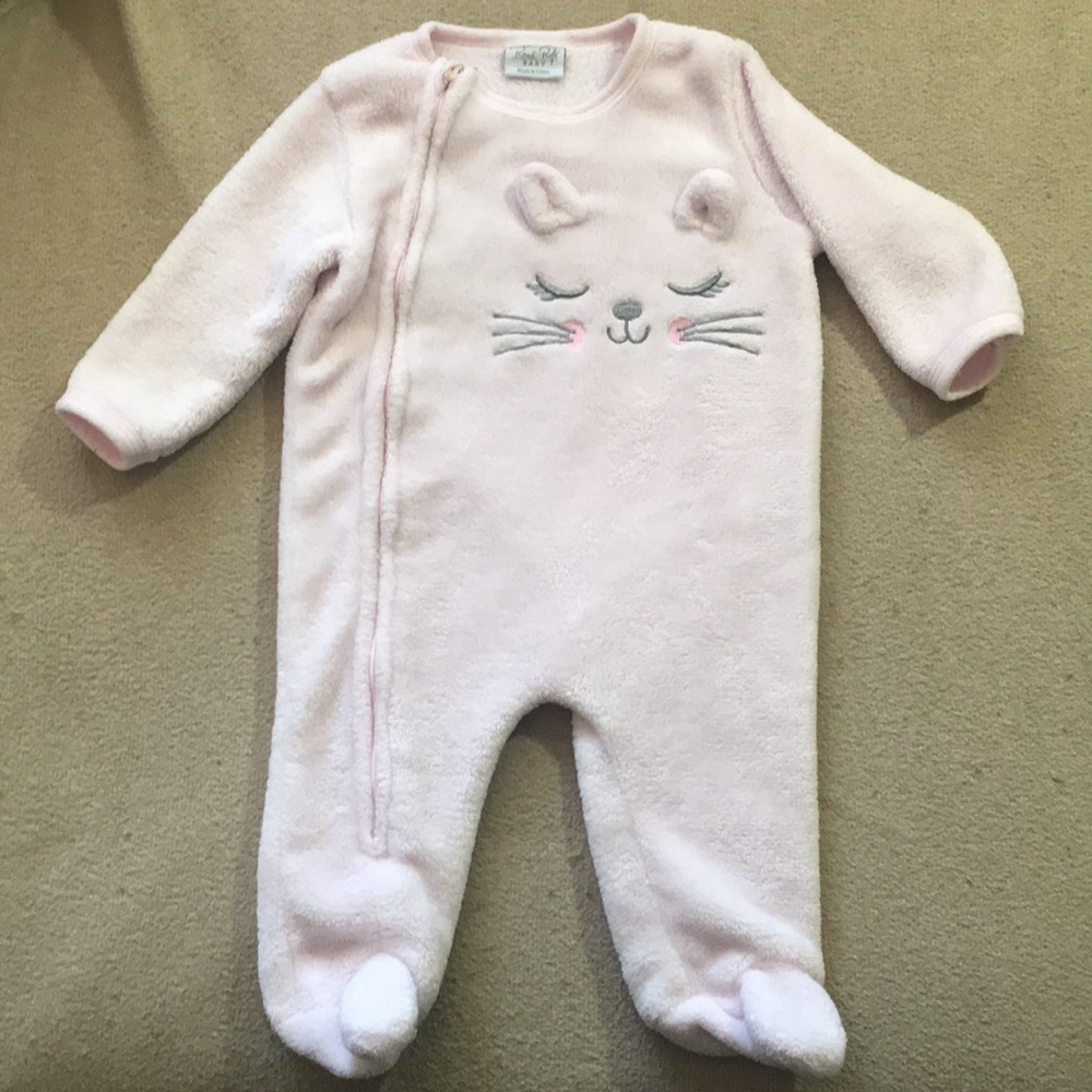 Baby (6-9 mos)-Pink Longsleeve ReneRofe Zip Onesie